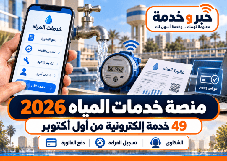 منصة خدمات المياه 2026.. 49 خدمة إلكترونية ودفع الفاتورة وتسجيل القراءة من أول أكتوبر