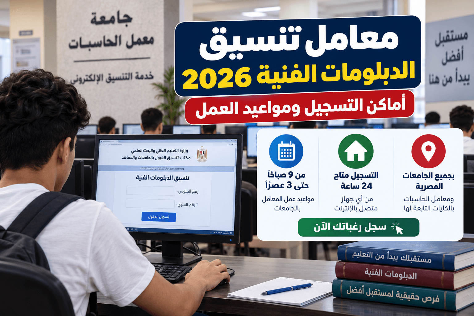 معامل تنسيق الدبلومات الفنية 2026 وأماكن تسجيل الرغبات بالجامعات