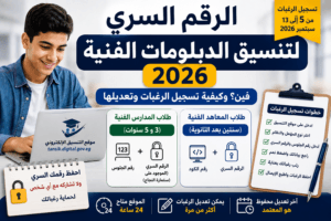 الرقم السري لتنسيق الدبلومات الفنية 2026 فين؟ وطريقة تسجيل الرغبات وتعديلها