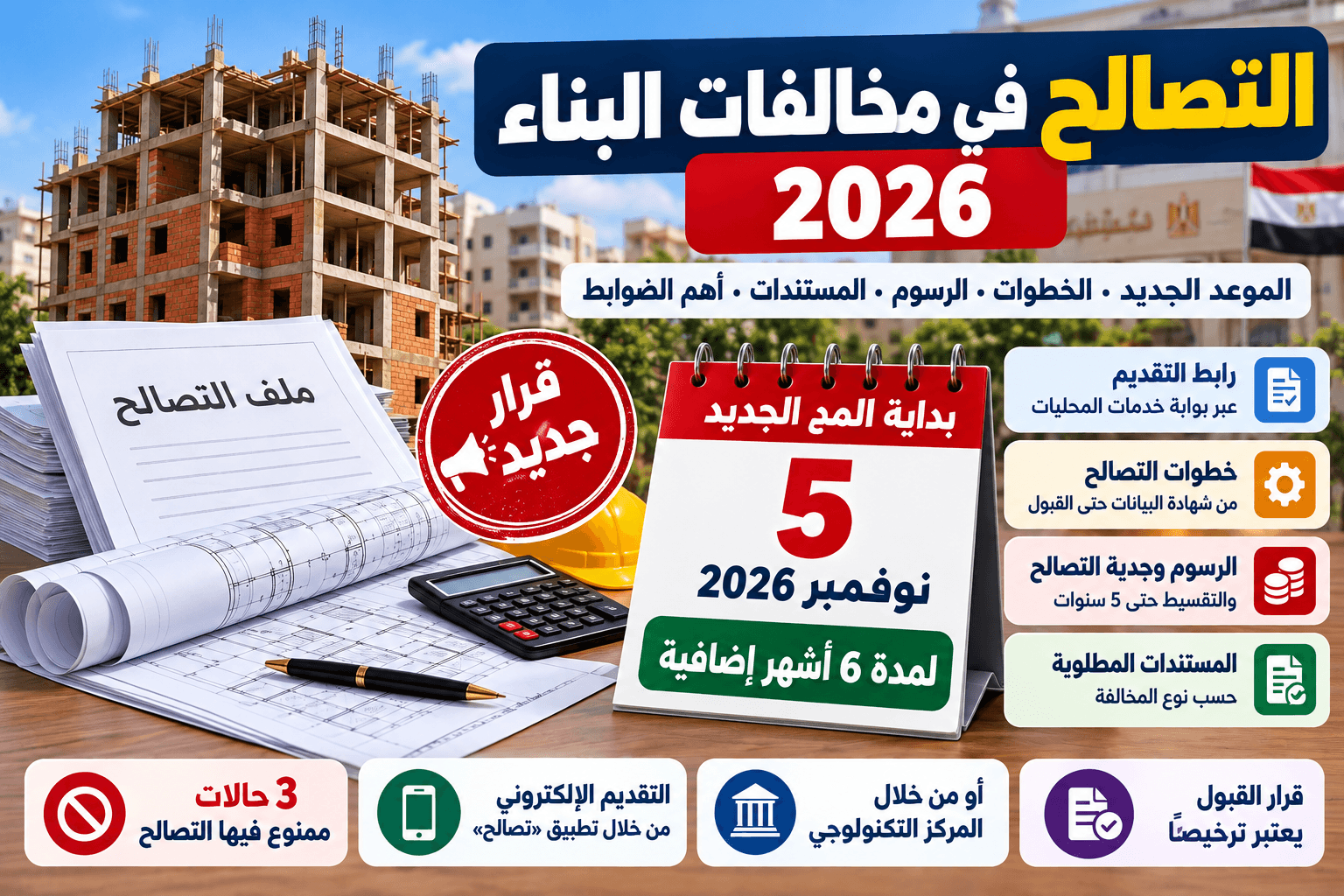 التصالح في مخالفات البناء 2026.. الحكومة توافق على مد المهلة 6 أشهر من 5 نوفمبر