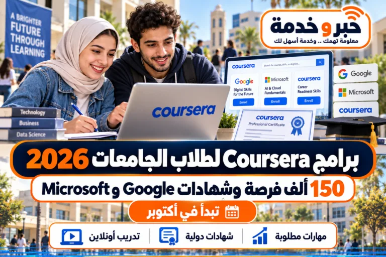برامج Coursera لطلاب الجامعات 2026.. 150 ألف فرصة وشهادات Google وMicrosoft تبدأ في أكتوبر