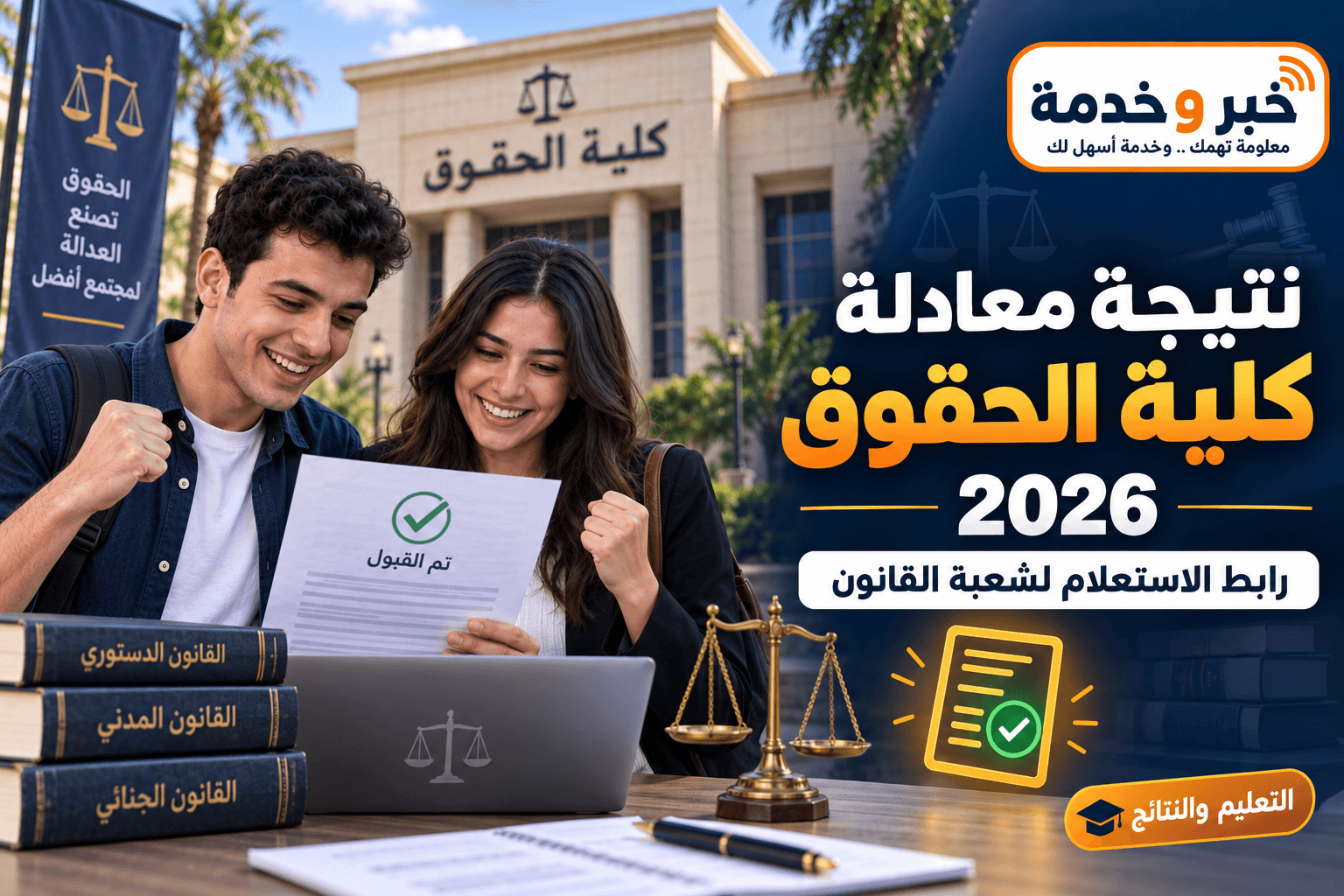 نتيجة معادلة كلية الحقوق 2026 للمعاهد الفنية التجارية شعبة قانون