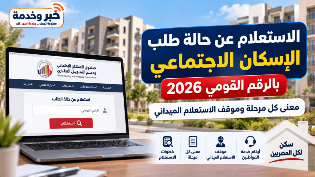 الاستعلام عن حالة طلب الإسكان الاجتماعي 2026 بالرقم القومي وموقف المستعلم الميداني