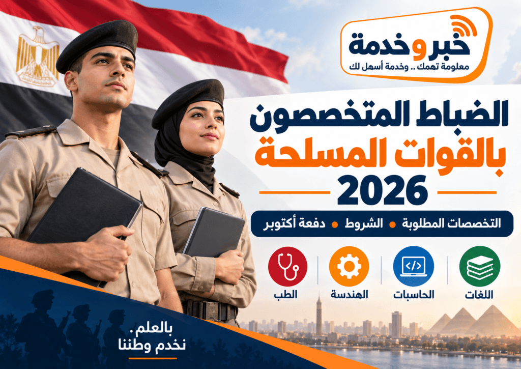 الضباط المتخصصون بالقوات المسلحة 2026 والتخصصات المطلوبة وشروط دفعة أكتوبر