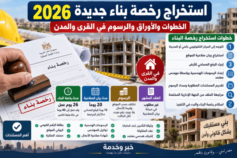 استخراج رخصة بناء جديدة 2026.. الخطوات والأوراق والرسوم في القرى والمدن