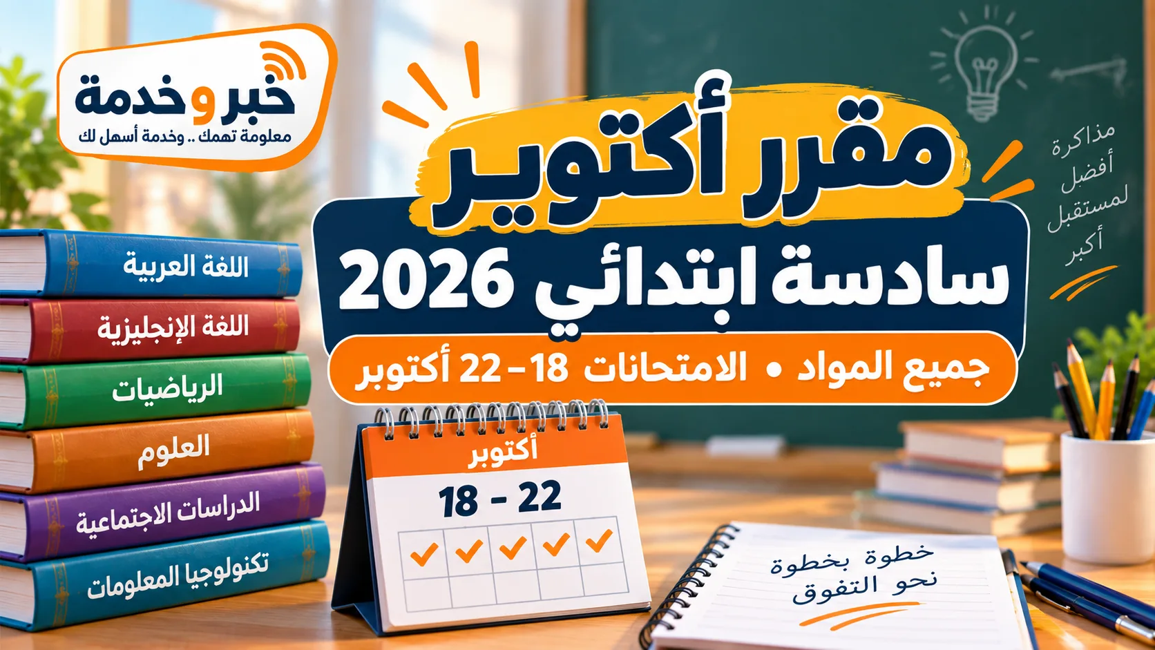مقرر شهر أكتوبر للصف السادس الابتدائي 2026-2027 وموعد امتحانات أكتوبر