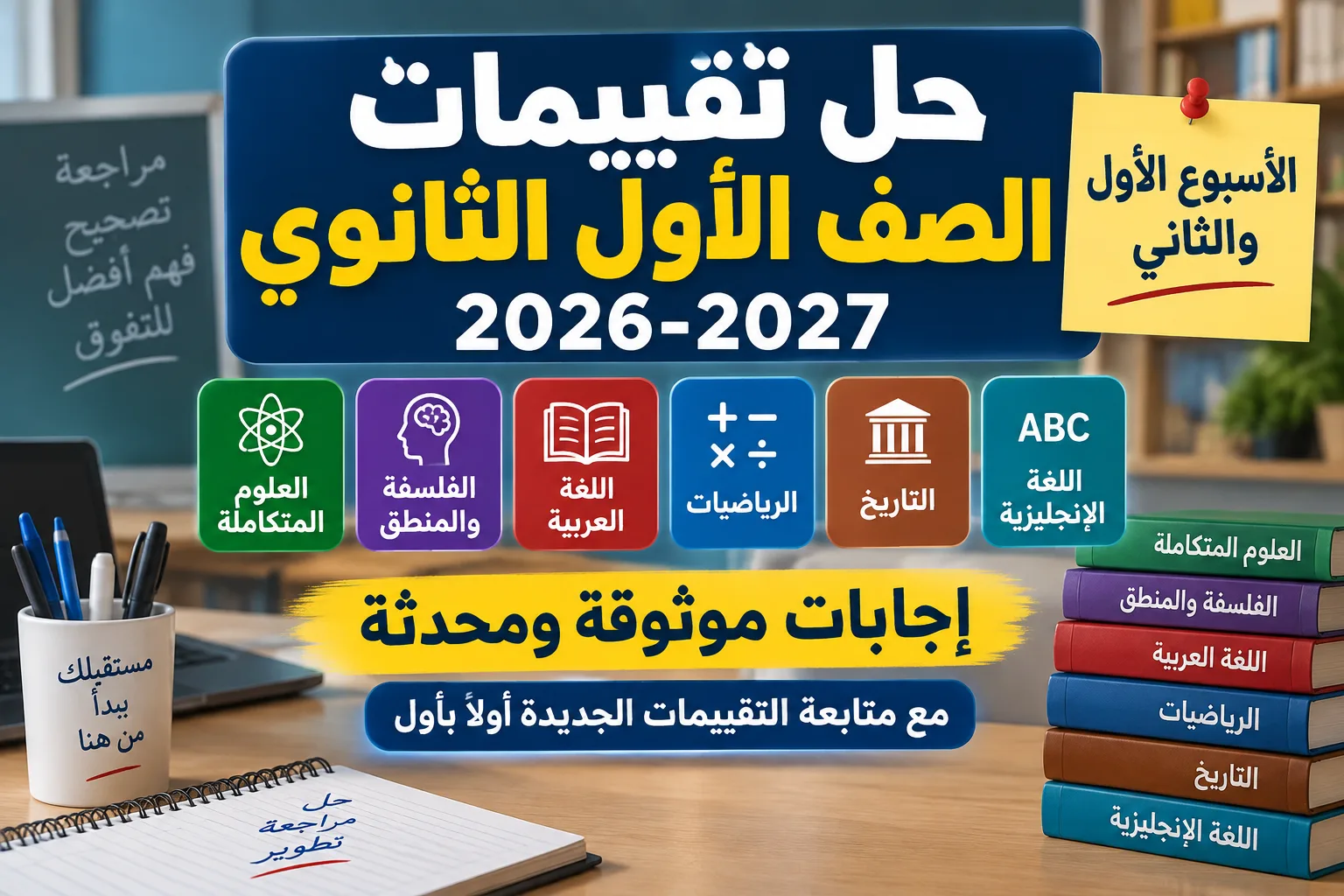 حل تقييمات الصف الأول الثانوي 2026-2027