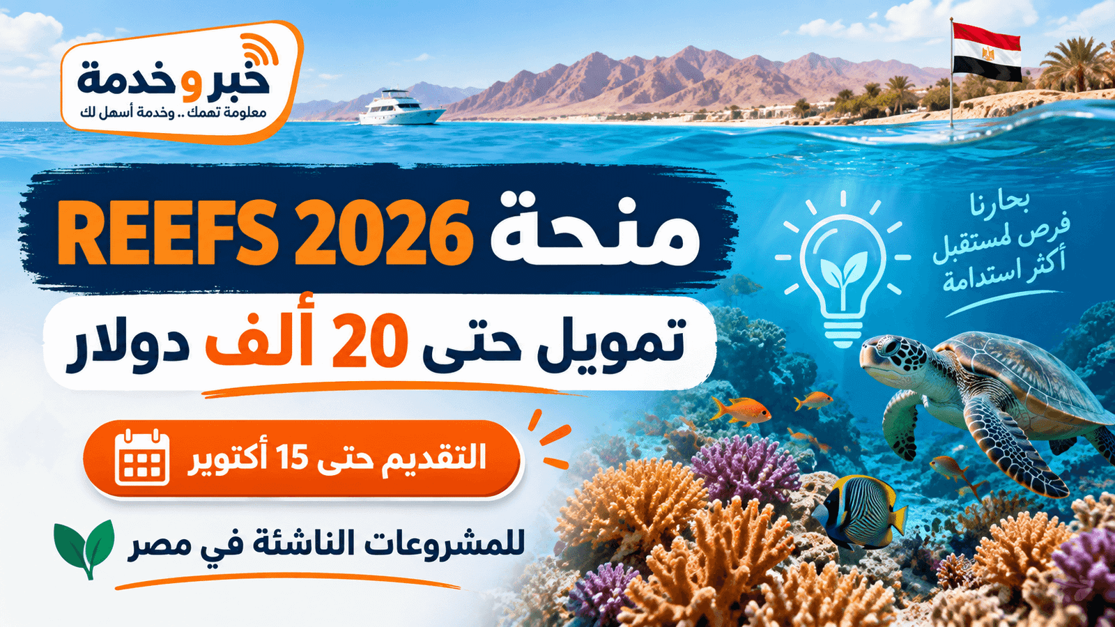 منحة REEFS 2026 وتمويل يصل إلى 20 ألف دولار للمشروعات الناشئة في مصر والتقديم حتى 15 أكتوبر