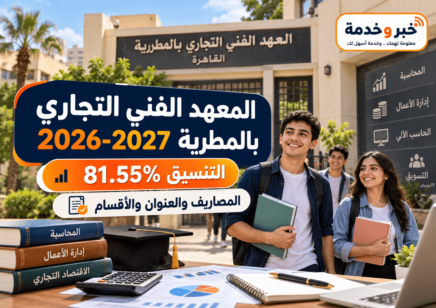 المعهد الفني التجاري بالمطرية 2026-2027 وتنسيق 81.55% والمصاريف والعنوان والأقسام