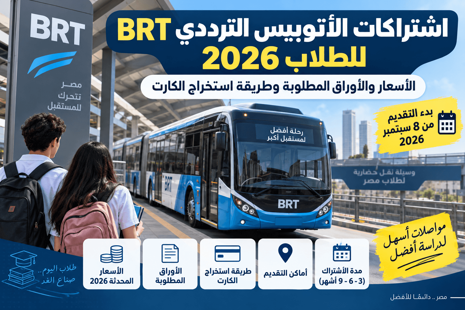 أسعار اشتراكات الأتوبيس الترددي BRT للطلاب 2026