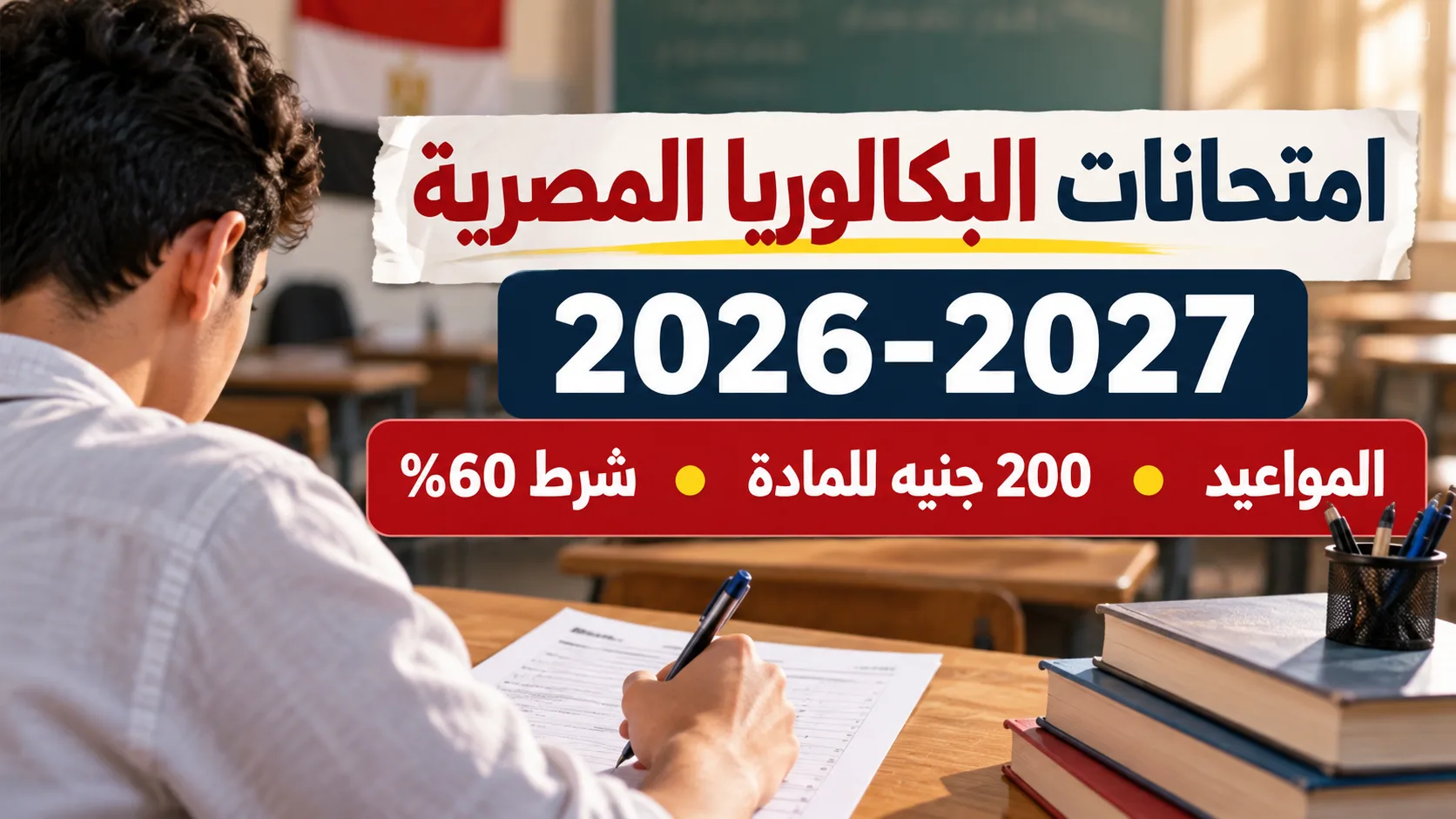 امتحانات البكالوريا المصرية 2026-2027 ورسوم المحاولة الثانية وشرط 60%