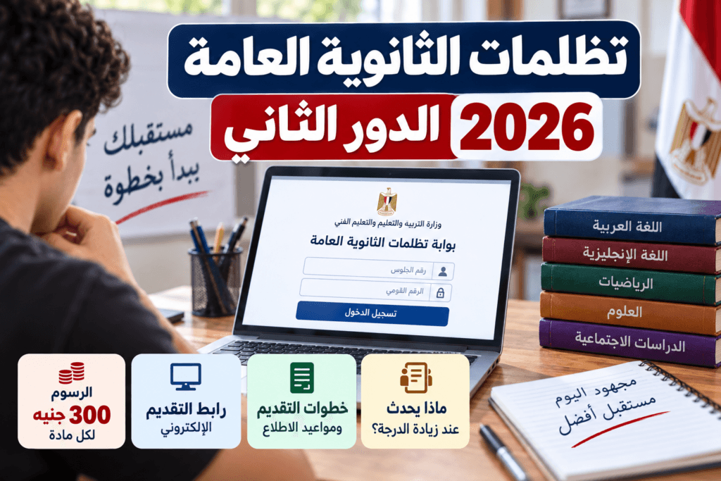 تظلمات الثانوية العامة الدور الثاني 2026 ورابط التقديم والرسوم وخطوات الاطلاع على الإجابات
