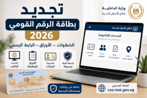 تجديد بطاقة الرقم القومي 2026.. الخطوات والأوراق والرابط الرسمي