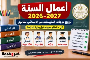 أعمال السنة 2026-2027.. توزيع درجات التقييمات من الابتدائي للثانوي