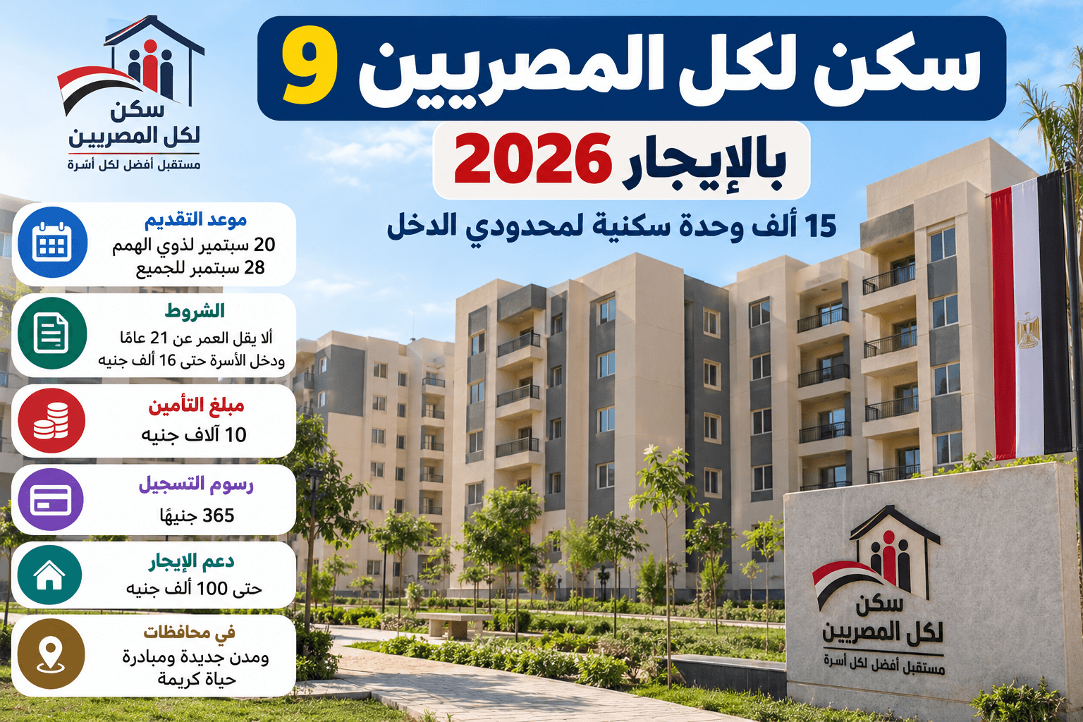 سكن لكل المصريين 9 بالإيجار 2026