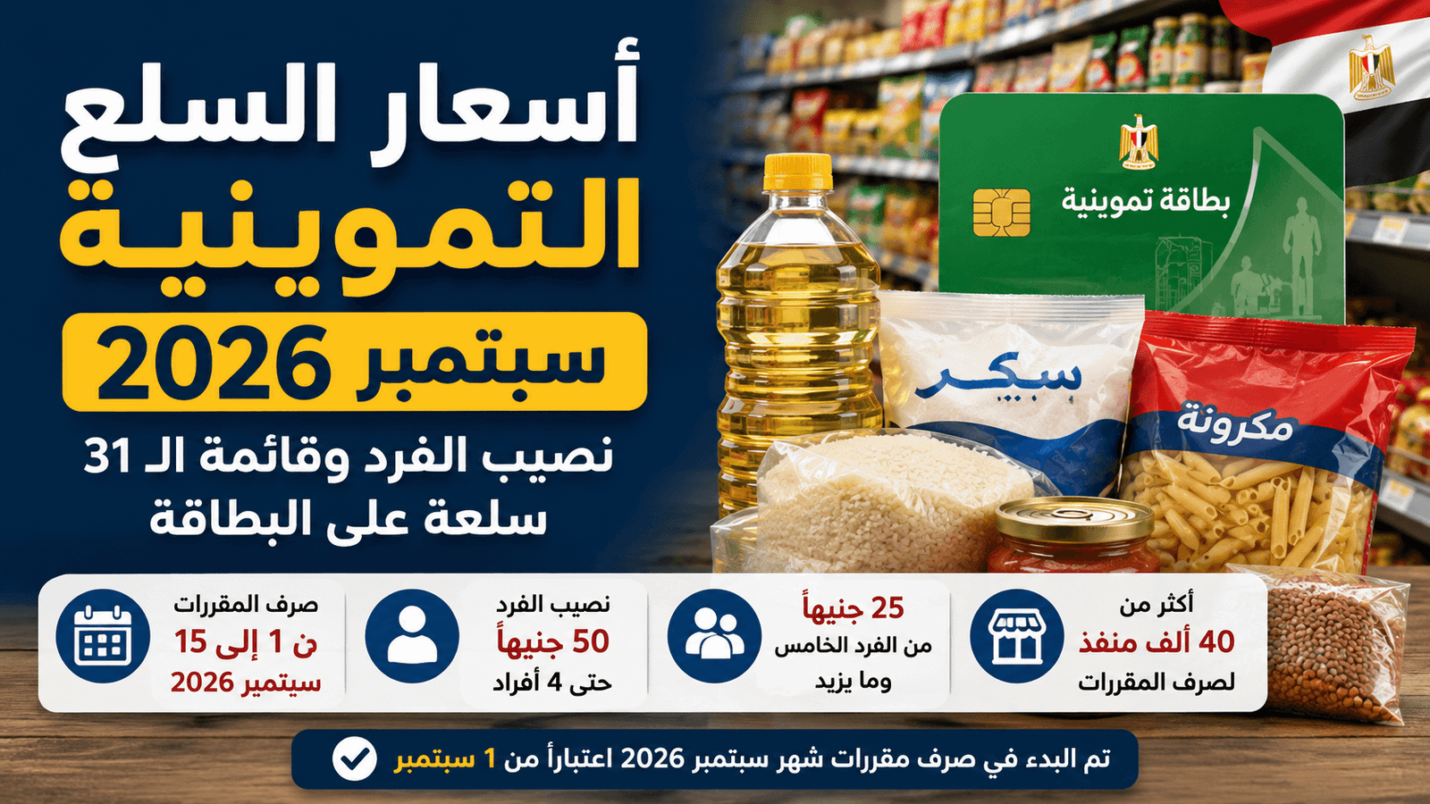 أسعار السلع التموينية سبتمبر 2026