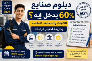 دبلوم صنايع 60% يدخل إيه 2026؟ الكليات والمعاهد المتاحة وطريقة اختيار الرغبات