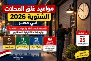 مواعيد غلق المحلات الشتوية 2026 في مصر.. الأنشطة المستثناة ومواعيد المطاعم والورش