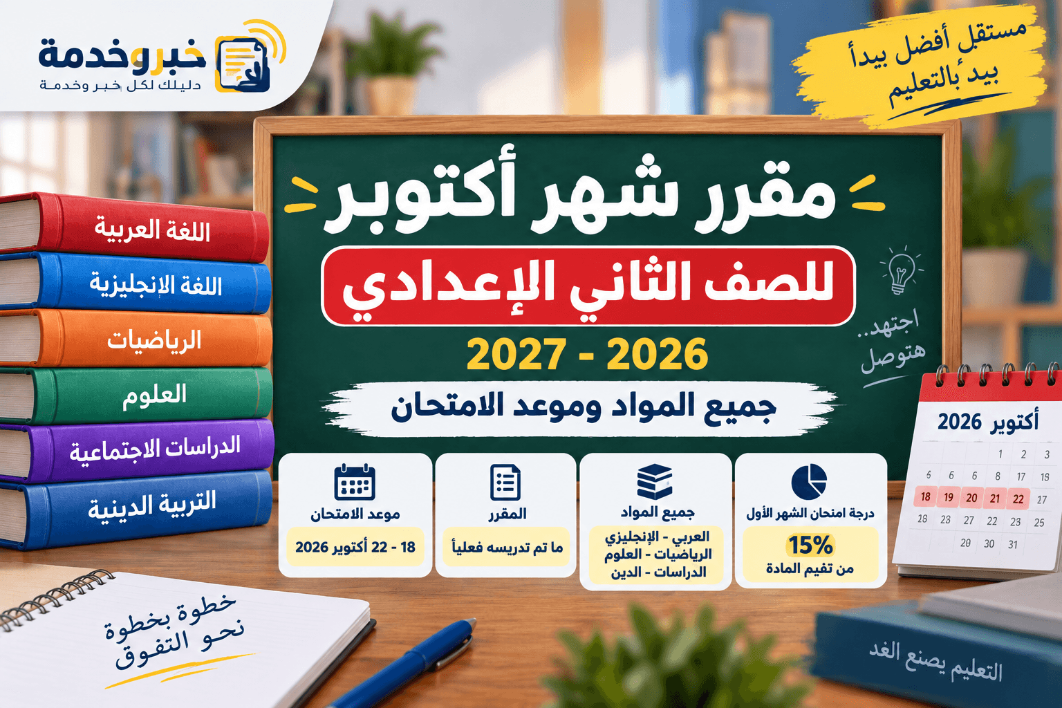مقرر شهر أكتوبر للصف الثاني الإعدادي 2026-2027
