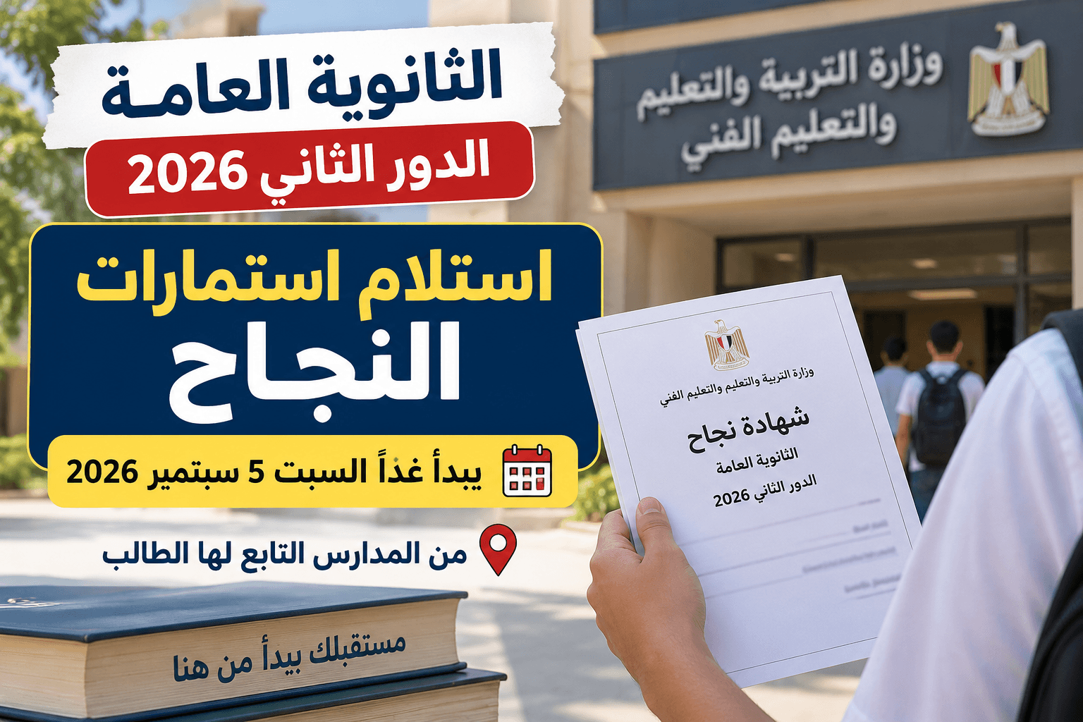 استلام استمارات نجاح الثانوية العامة الدور الثاني 2026 من المدارس