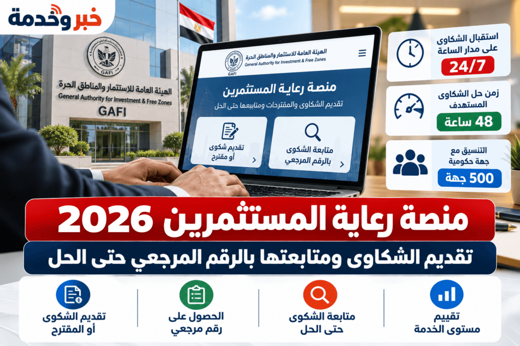 منصة رعاية المستثمرين 2026,رابط منصة شكاوى المستثمرين,تقديم شكوى هيئة الاستثمار,متابعة شكوى المستثمر بالرقم المرجعي,وحدة رعاية المستثمرين GAFI