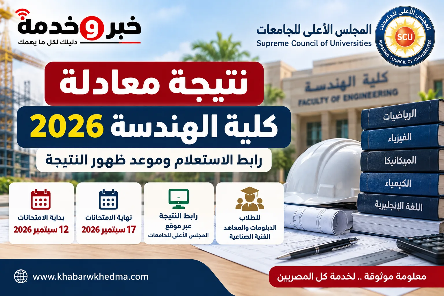 نتيجة معادلة كلية الهندسة 2026 ورابط الاستعلام من المجلس الأعلى للجامعات