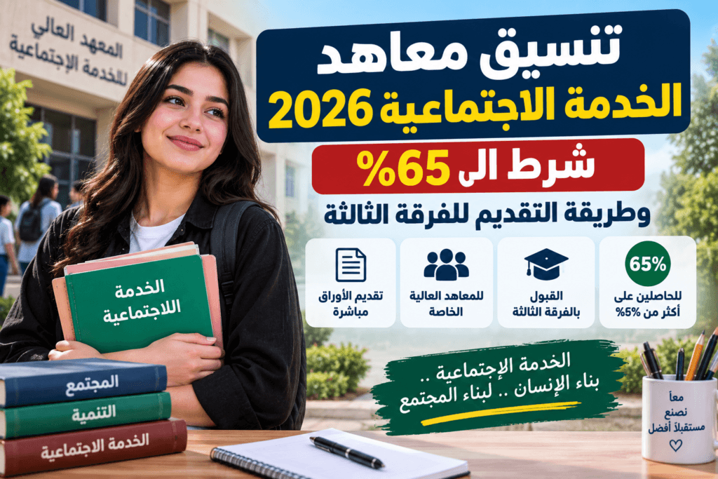 تنسيق معاهد الخدمة الاجتماعية 2026 وشرط أكثر من 65% للقبول بالفرقة الثالثة
