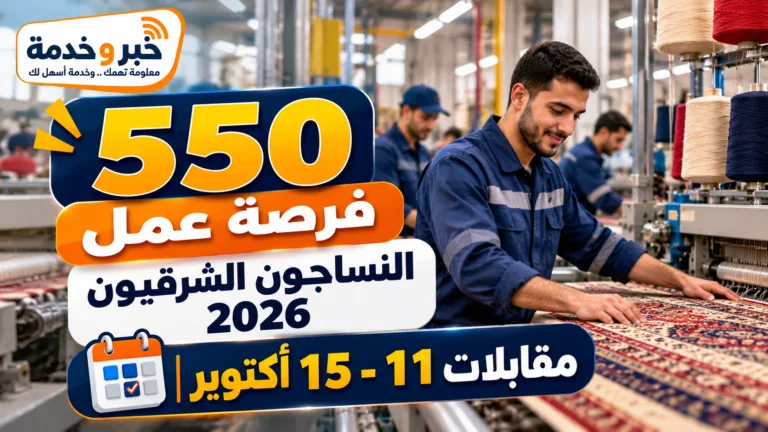 وظائف النساجون الشرقيون 2026.. 550 فرصة لشباب الصعيد ومواعيد الاختبارات